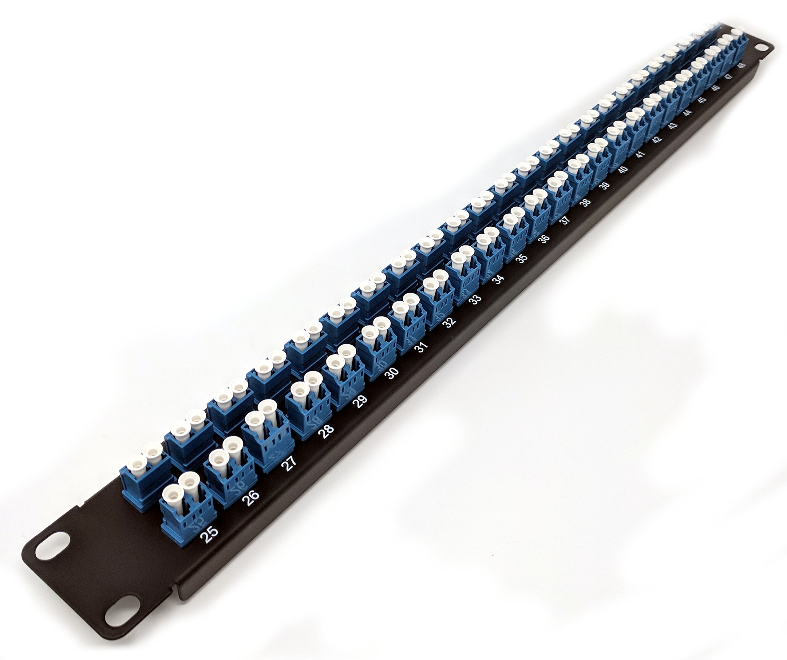 Ultra Spec Cables 1U 48port High Density Patch Panel, Loaded with LC Duplex Singlemode Blue Colored Adapters