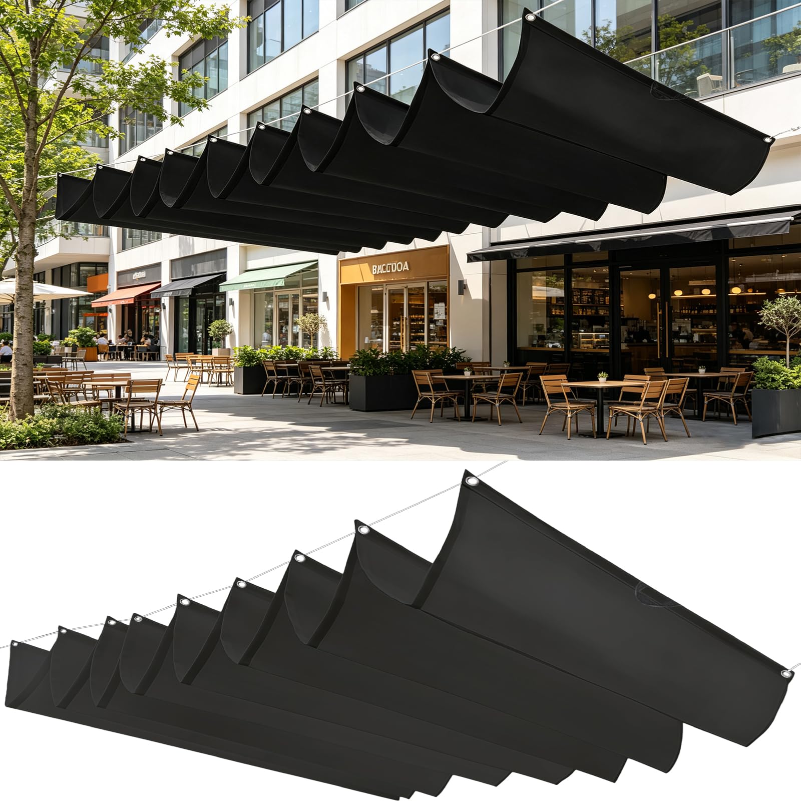 Voile d'ombrage à la vague imperméable et anti-déchirure pour patio