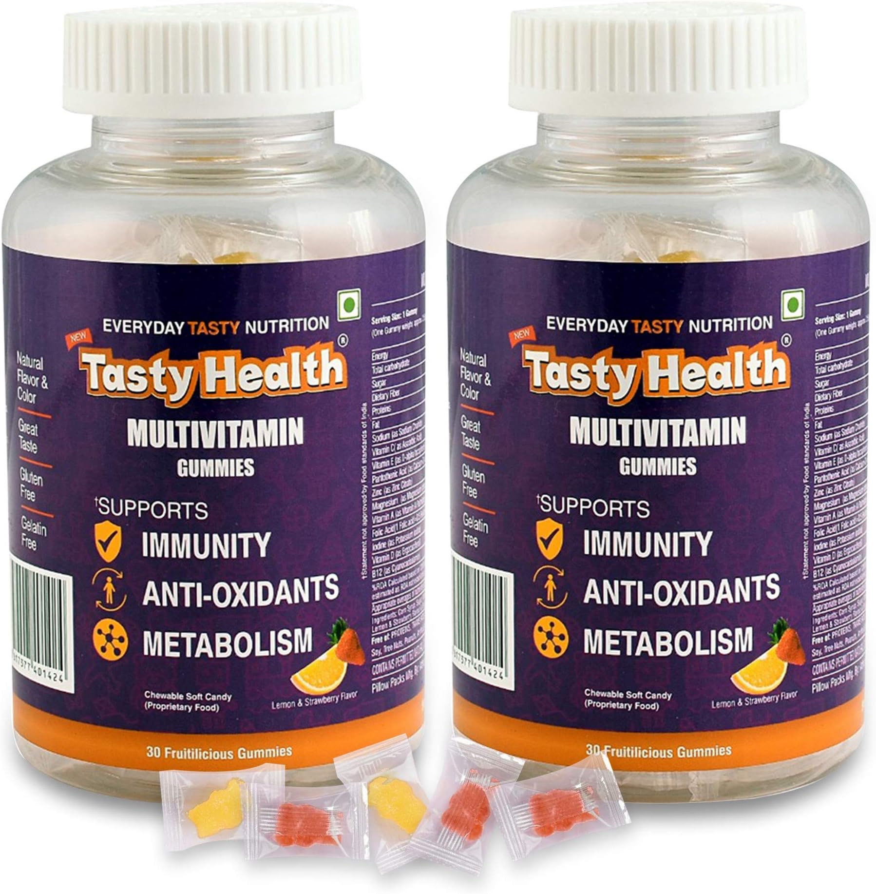 TastyHealth Multivitamin Gummies for Women & Kids - Pack of 2-30 * 2 = 60 Gummies (Mango & Strawberry gummybears/gummy)- 11 essential multivitamin & minerals