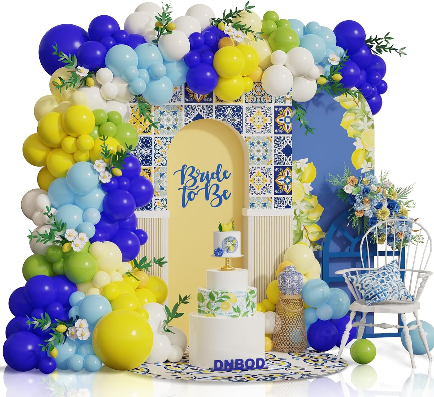 207Pcs Royal Blue Yellow Balloon Arch Kit for Summer Lemon Birthday Wedding Party Decoration,Amalfi Coast Decors Her Main Squeeze Bridal Shower Graduation Party Supplies