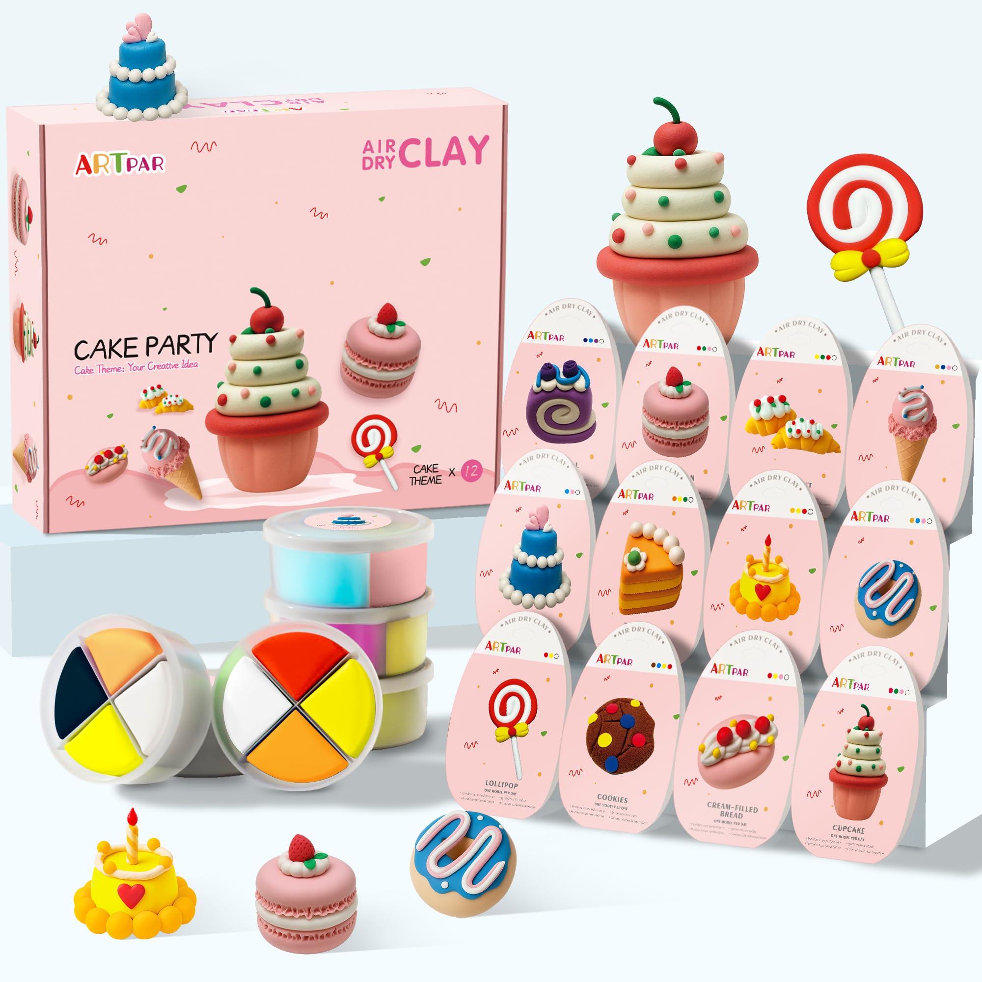 ARTPAR Air Dry Clay for Kids,Modeling Clay Kit,Molding Magic Clay Sculpting Tools Set,Ultra Light & Soft, Safe Non-Toxic | 12 Box DIY Art and Crafts School Projects, Home Party Favors for Boys & Girls