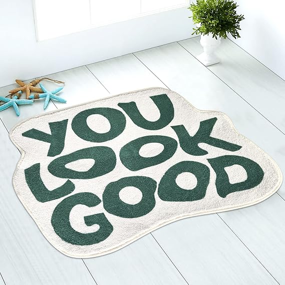 You Look Good Bath Mat 15.7” * 23.6” Green Cute Bathroom