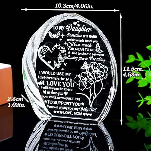 Miniatura 5 de Regalos para hija de mamá papá, regalos de cumpleaños para el día de la madre para hija adulta, recuerdos de cristal para mi hija, regalo de Regalos