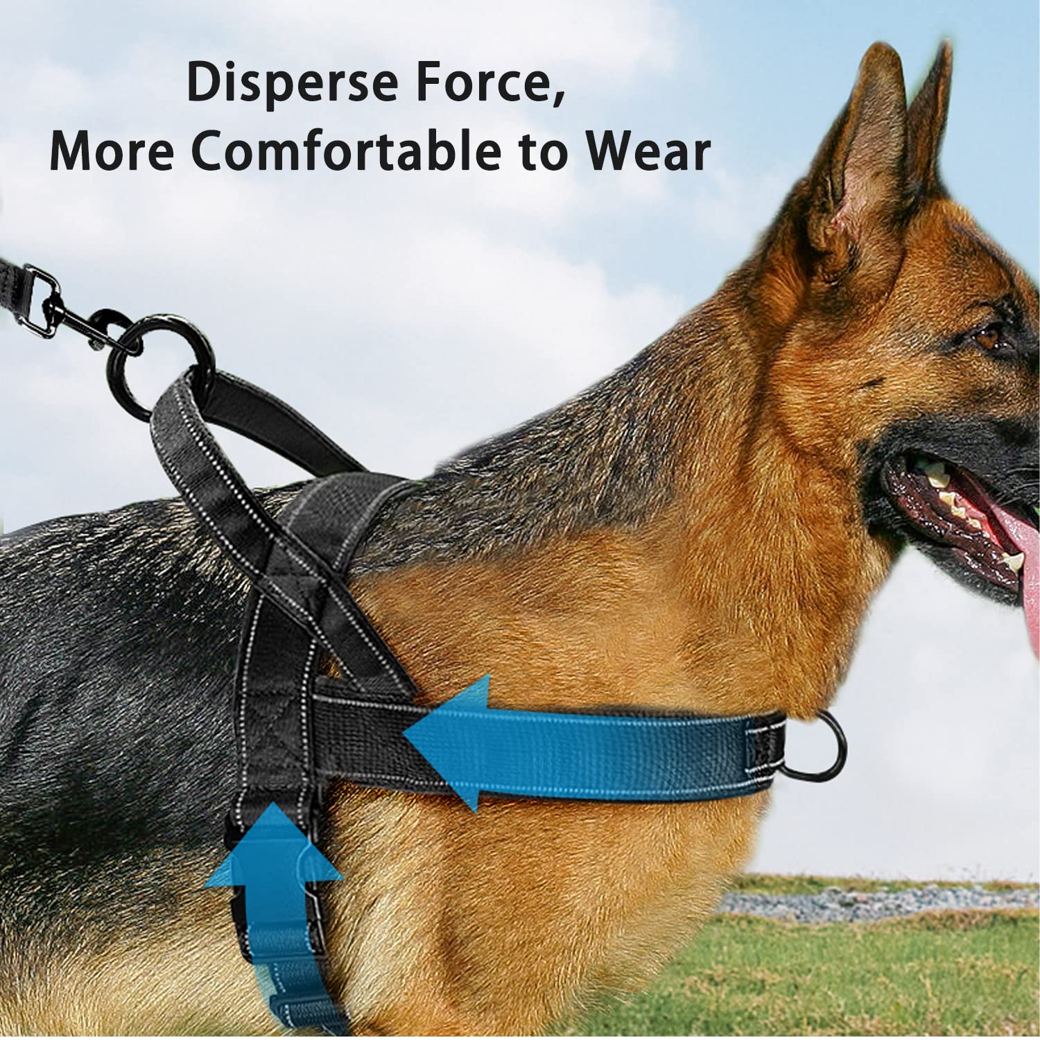QIFBYFB No Pull Dog Harness - Medium Large, Adjustable, Reflective, Escape Proof - Green XL, XL-Chest size 30-39'' - Image 3