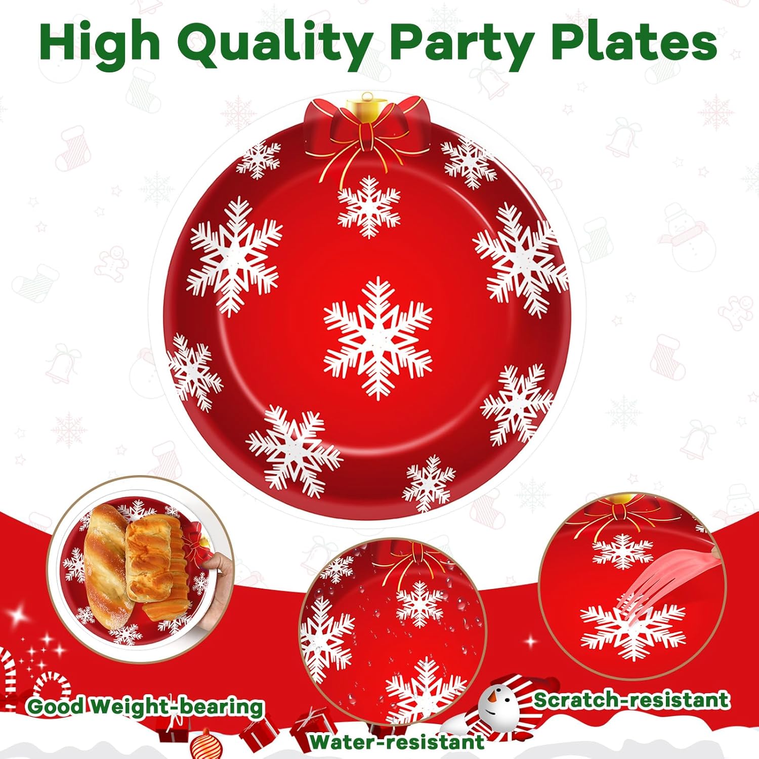 CHUNNIN 60 Pcs Christmas Ball Party Paper Plates for Christmas Party 9 In Colourful Xmas Ball Theme Disposable Tableware Dinnerware Set for Kids Boys Christmas Winter Holiday Birthday Party Supplies