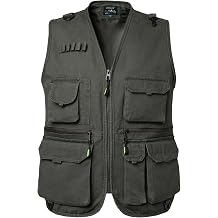 Men's Outdoor Multi-Pocket Utility Vest Lightweight Cotton Gilet Travel Fishing Hiking Photography Sleeveless Jacket, Green, M