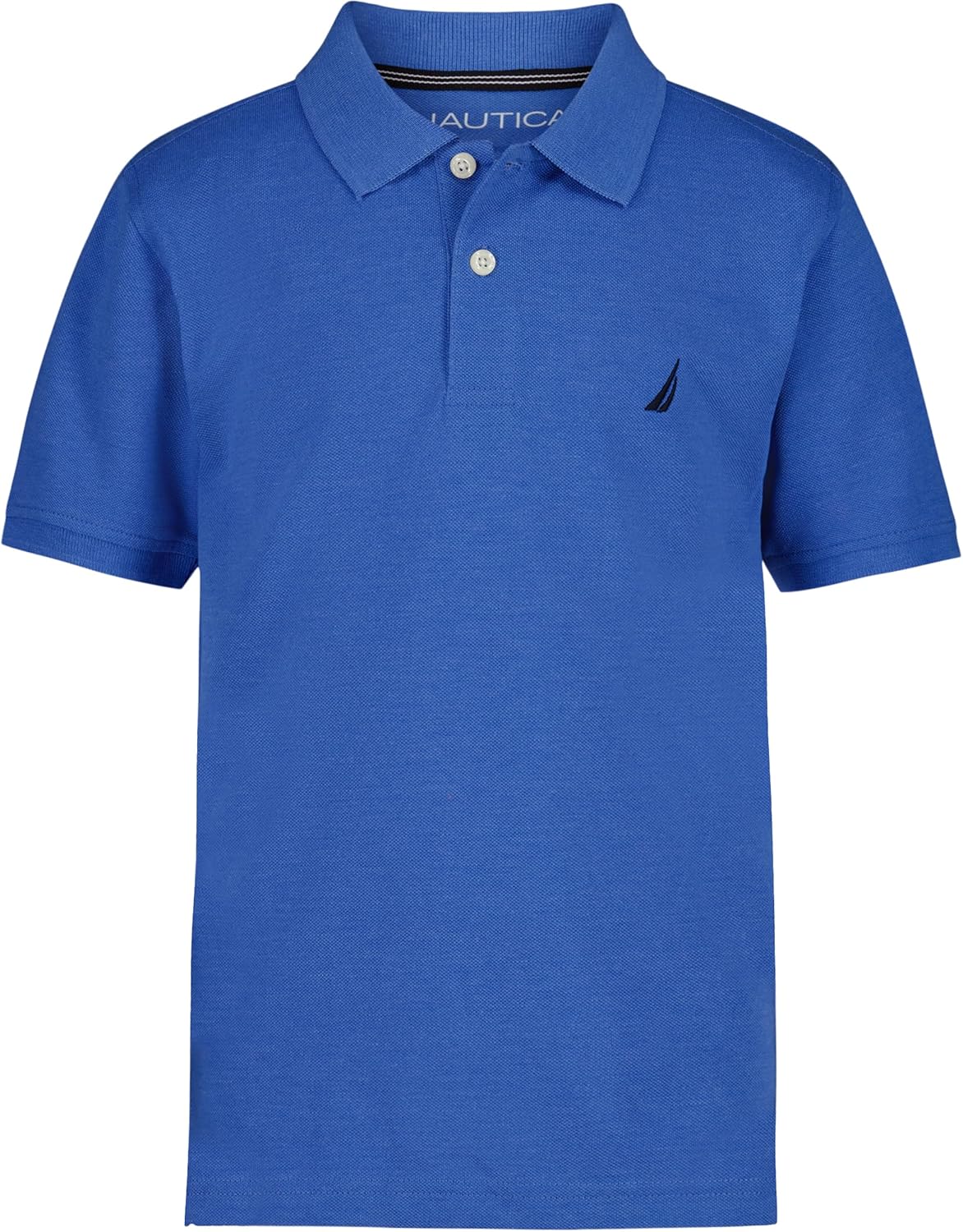 Nautica Boys' Short Sleeve Anchor Polo, Button Closure, Soft & Comfortable, Pique Fabric