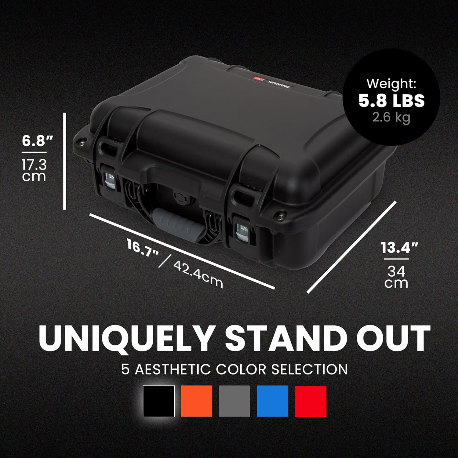 NANUK 920 Hard Case with Padded Divider, IP67 Waterproof, Dustproof and Impact Resistant, 16.7” x 13.4” x 6.8”, Rugged Construction for Ultimate Protection, Made in Canada – Black