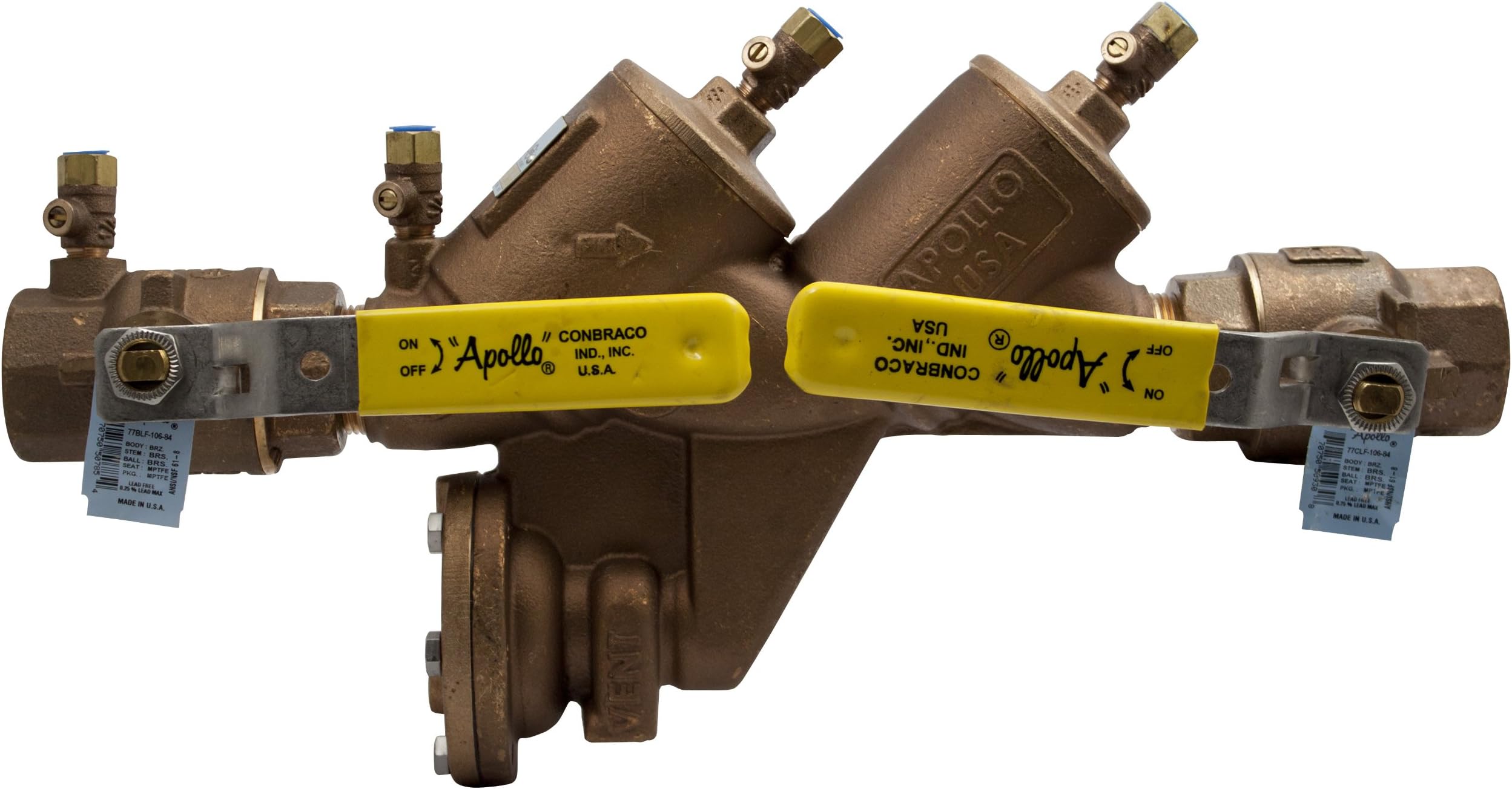 Apollo 4ALF208T2 Bronze Reduced Pressure Zone Lead Free Valve with Ball Valves, 2" NPT Male