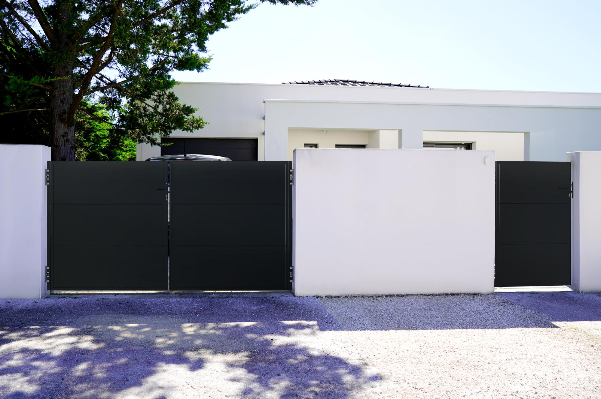 Casanoov Portail acier battant 3m NALI H.160cm Noir mat
