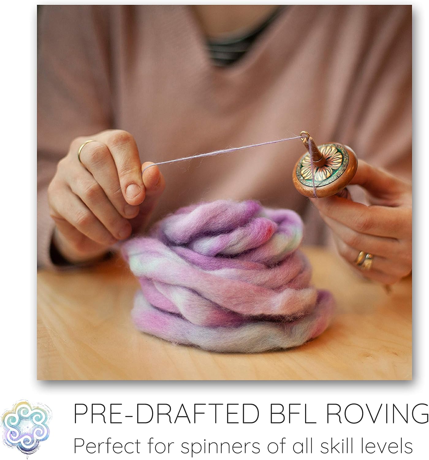 Wool Roving Hand Dyed. Super Soft BFL Combed Top Pre-Drafted for Easy Hand Spinning. Artisanal Craft Fiber ideal for Felting, Weaving, Wall Hangings and Embellishments. 4 Ounce. Woodrose