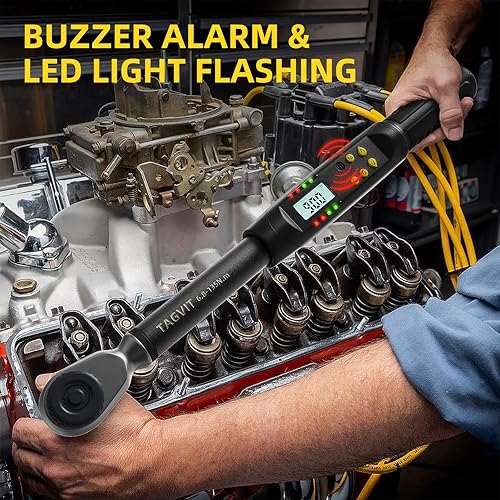 Vista 17 de Llave dinamométrica digital de 1/2 pulgada, 12.5-250.8 pies/17-340 Nm, precisión de ±2% con valor preestablecido, almacenamiento de datos, timbre