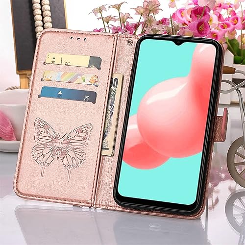 Miniatura 5 de MTQLX Compatible con Xiaomi Poco X3 NFCX3X3 Pro Wallet Case Luxury 3D Embossing Butterfly Woman Flip Funda de piel con correa de muñeca para Xiaomi