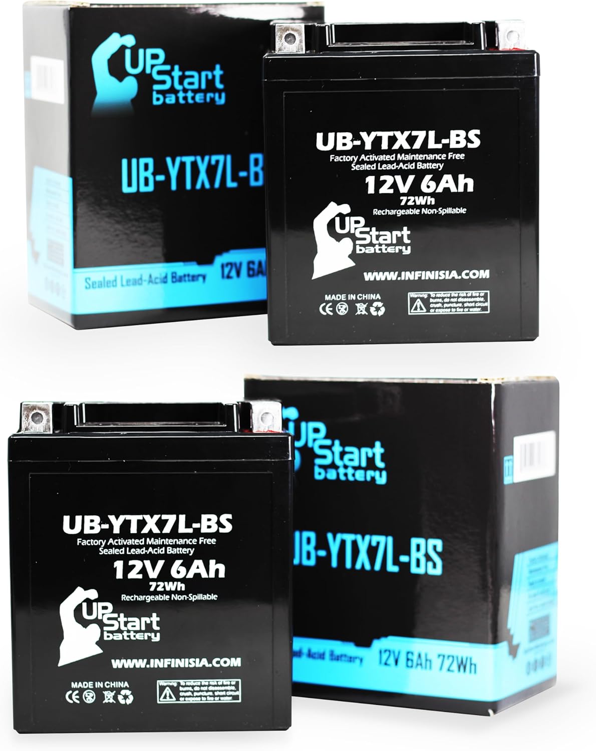 2-Pack Replacement for 2015 Suzuki TU250X 250CC Factory Activated, Maintenance Free, Motorcycle Battery - 12V, 6Ah, UB-YTX7L-BS