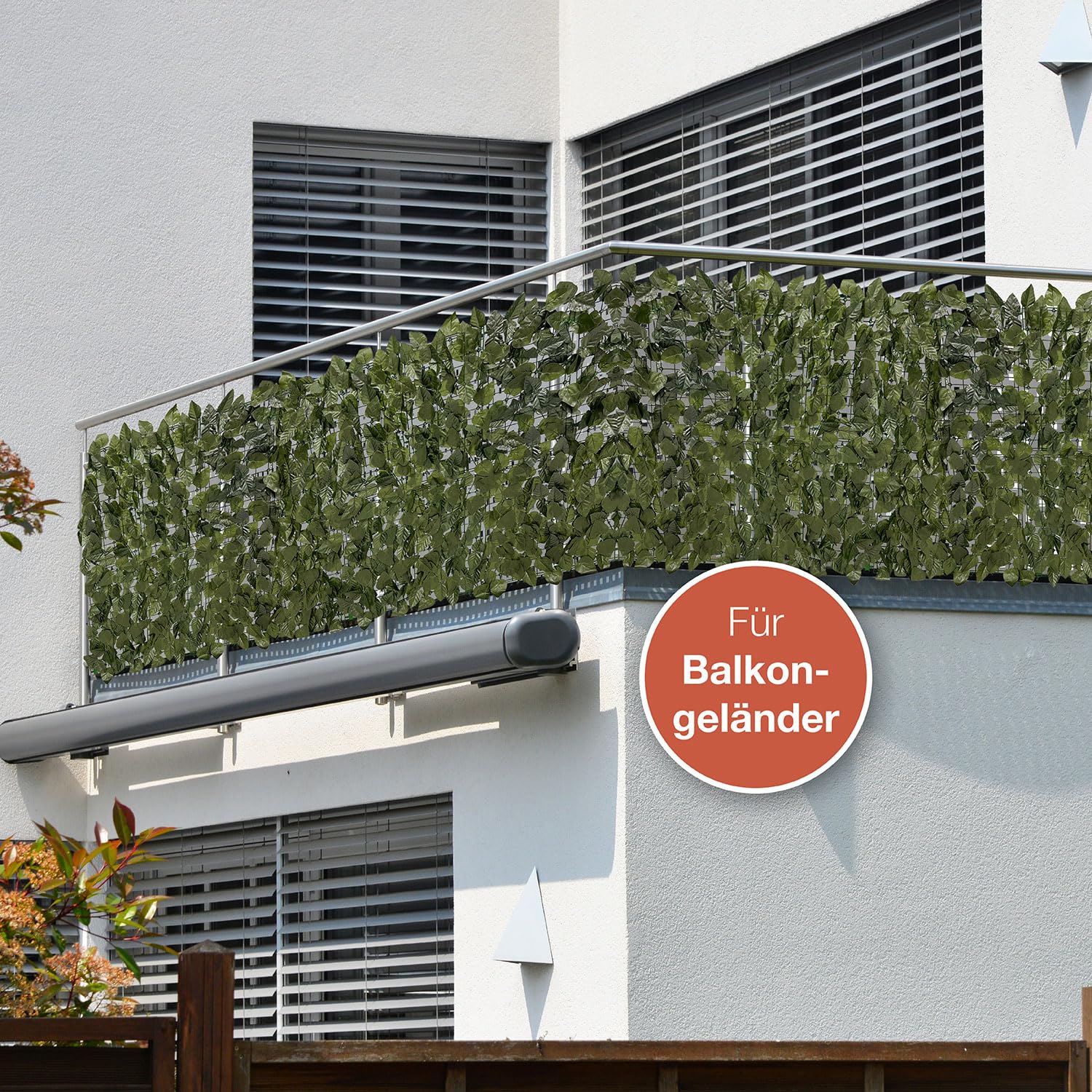 ELONEO Balkon Sichtschutz wetterfest 300x100cm in Blätteroptik, Balkonverkleidung inkl. 20 Kabelbindern, Sichtschutz Zaun, Sichtschutz Garten, Sichtschutz Terasse, grün