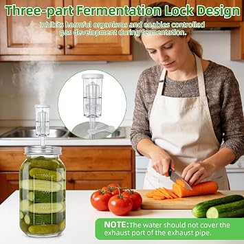 AULEEP 2L Fermentation Jars with Fermentation Weights & Fermenting Airlock, 2-Set Fermenting Kit for Ssauerkraut, kimchi, kombucha, fruits, vegetables, pickled vegetables, sourdough starter, etc.