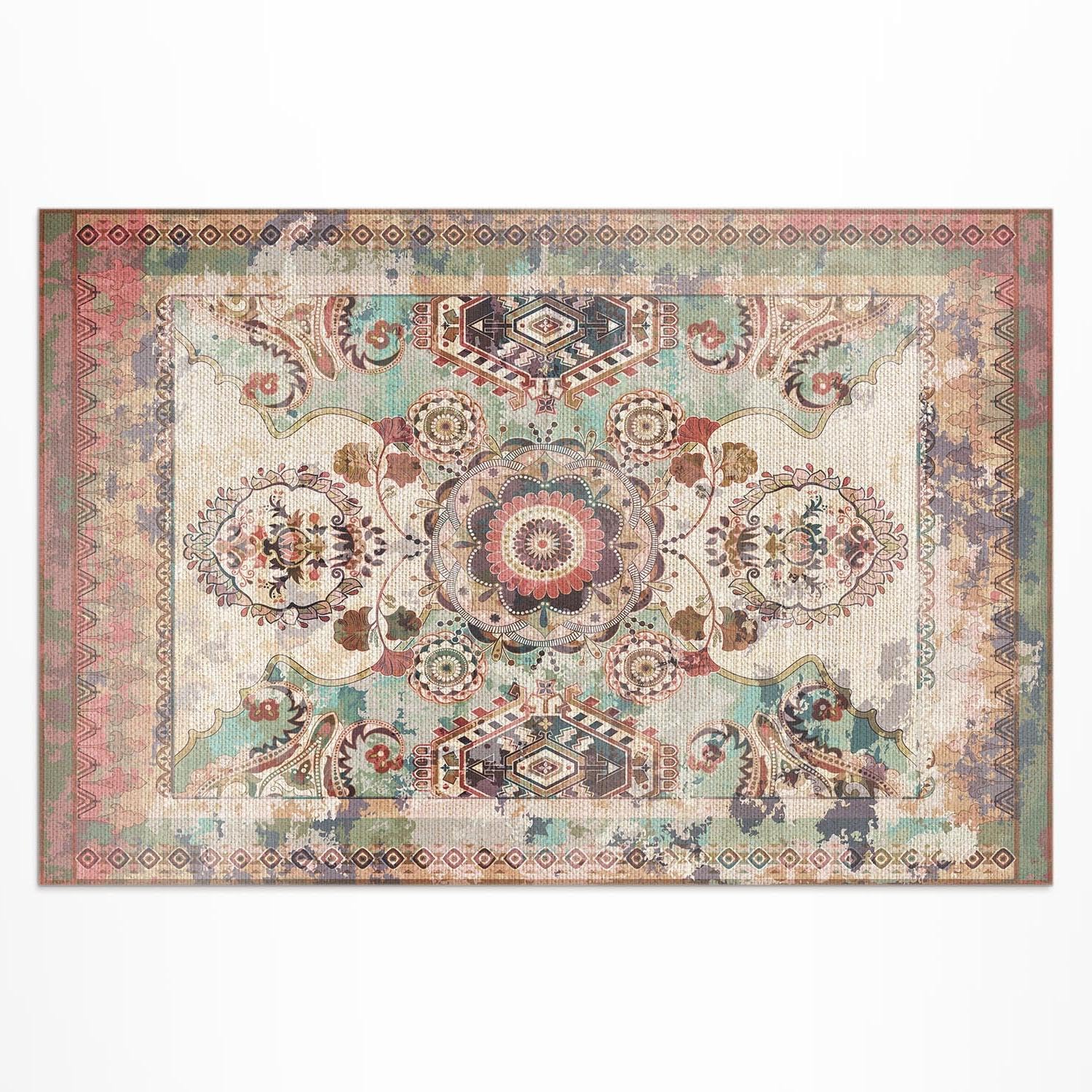 Tapis d'extérieur 100x150 cm en PVC imperméable rectangle coloré pour balcon et terrasse