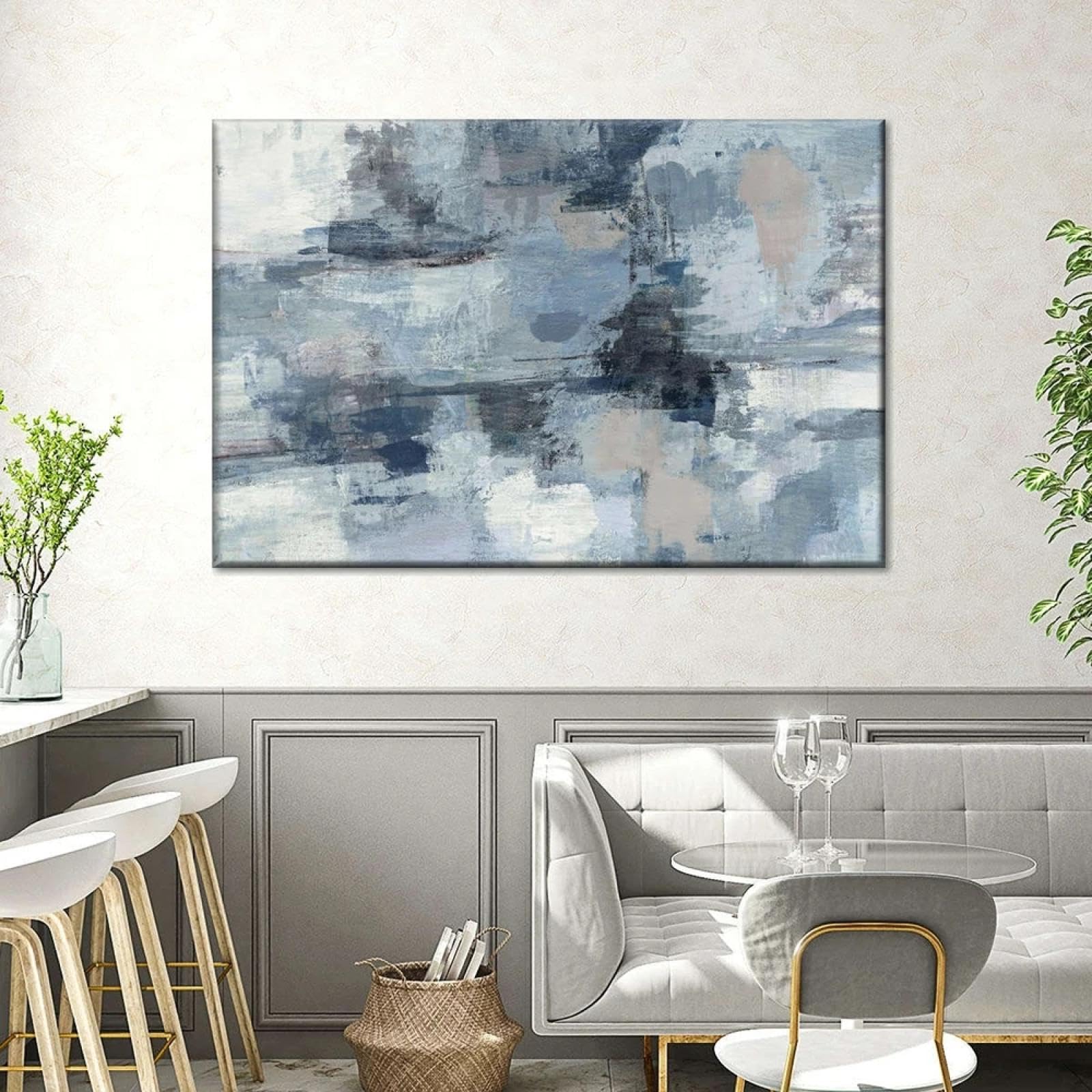 Art mural bleu abstrait avec impression de texture de qualité