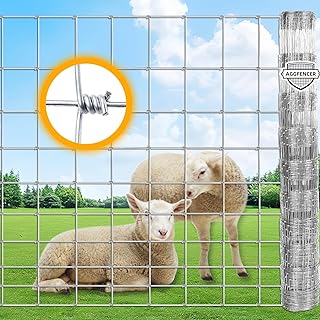4ft x 104ft Galvanized Farm Fence, Fixed Knot Woven Wire Fence 16Ga, for Sheep Dog Panel Plant Garden Flower Bed and Field Protection