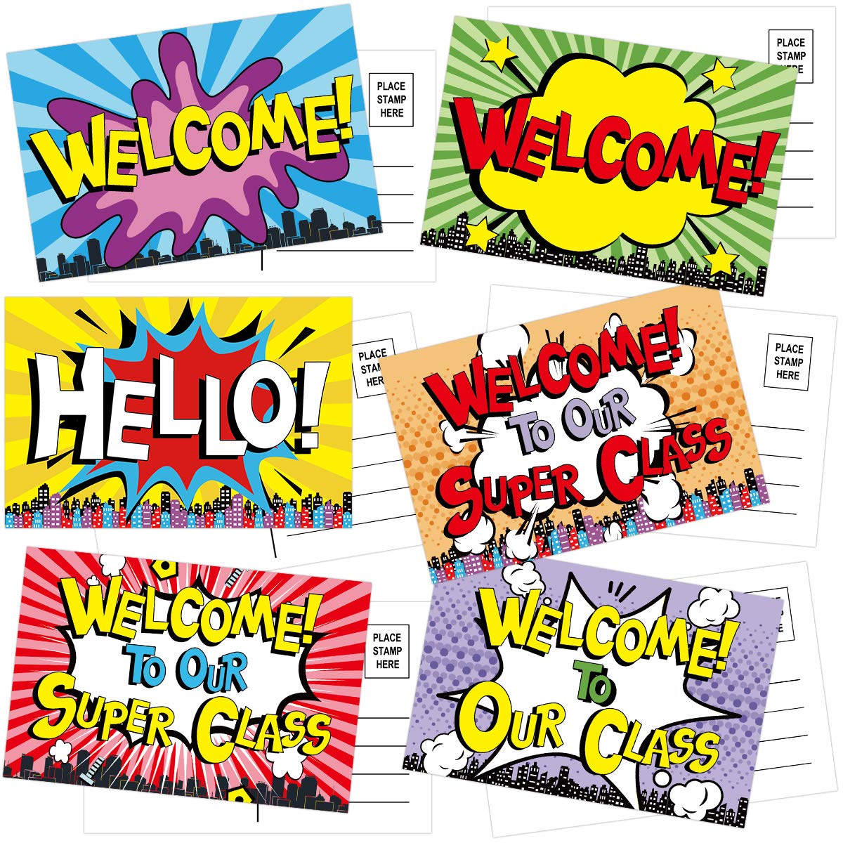 Amazon.com : 36 Colorful Welcome Postcards with 6 Designs Welcome Back to  School Greeting Cards for Children : Office Products