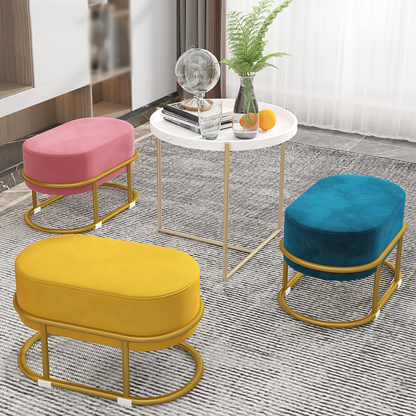 Sgabello Ottomana Con Contenitore - Piccolo Pouf Quadrato In Velluto Con Gambe In Metallo - Sedia Da Trucco E Poggiapiedi Per Camera Da Letto E Soggiorno