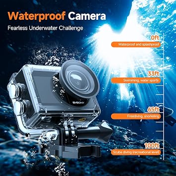 SVBONY SVGo2 4K30FPS Underwater Camera, EIS 2.0 Dual Touch-Screen Waterproof Camera Underwater, 50MP 5X Zoom, Remote Action Camera with Floating Selfie Stick, 2 Batteries for Snorkeling, Surfing