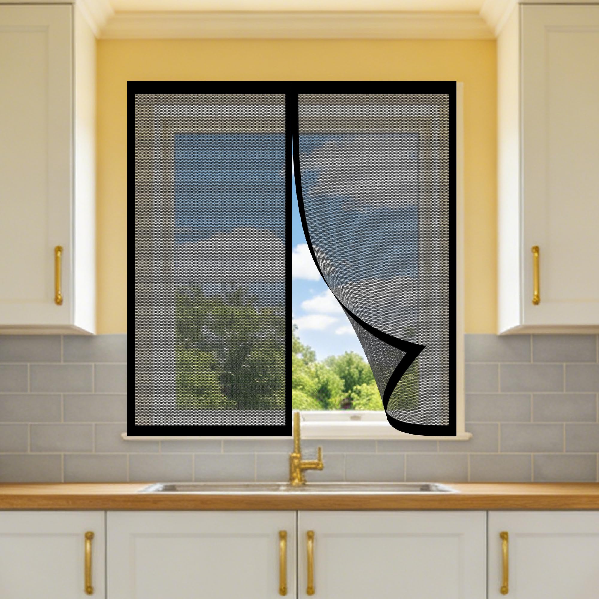 Moustiquaire magnétique fenêtre 170x175 cm en maille robuste noire pour un été serein