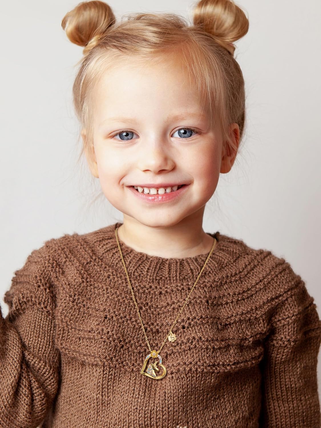 NORBU Initial Unicorn Necklace for Girls, Little Girls Necklaces with CZ Heart Unicorn Pendant, Dainty Birthday/Christams Jewelry Gifts for Daughter Granddaughter Sister Friends - Image 3