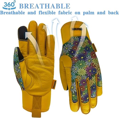 Miniatura 100 de Guantes de jardinería a prueba de espinas y pinchazos, con agarre, guantes de jardinería para mujeres, guantes de trabajo de cuero, regalos Guantes
