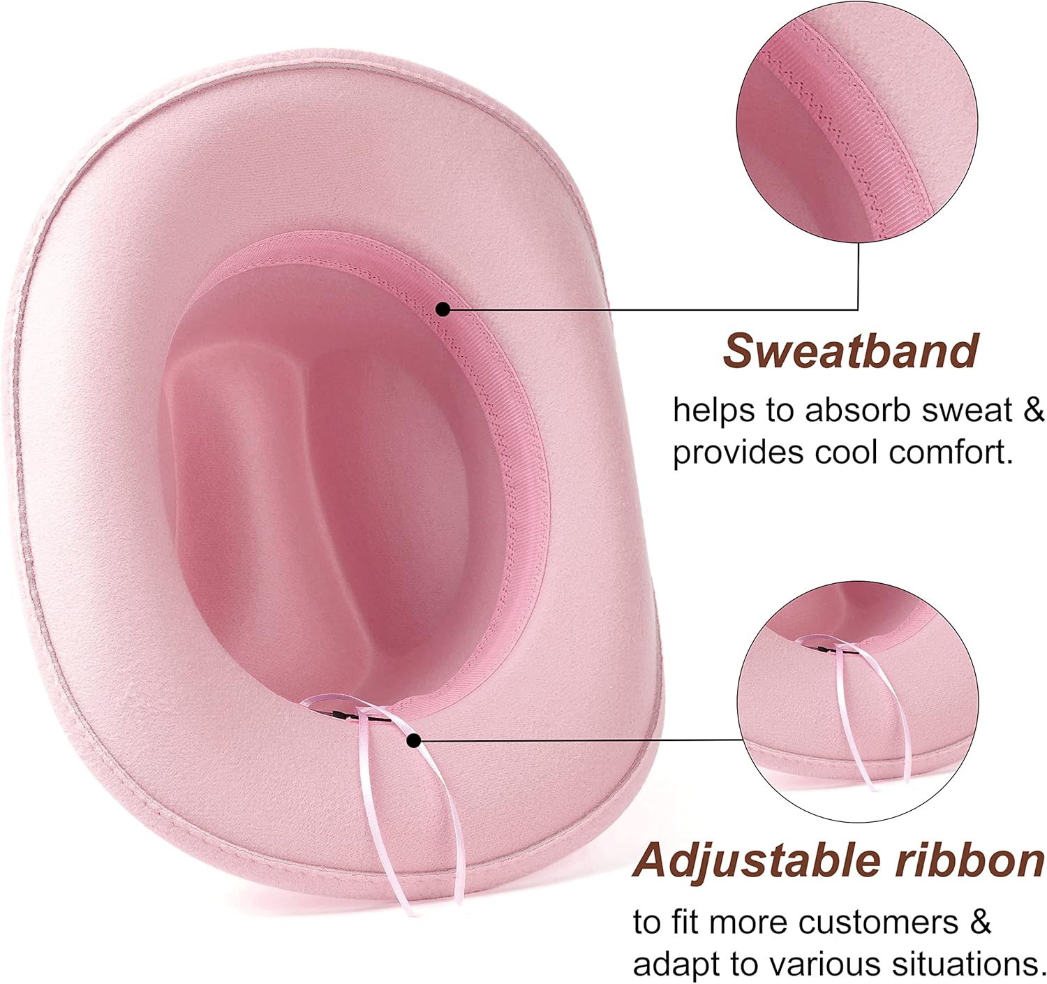 Lisianthus Men & Women's Felt Wide Brim Western Cowboy Outdoor Fedora Hats with Belt - Image 5