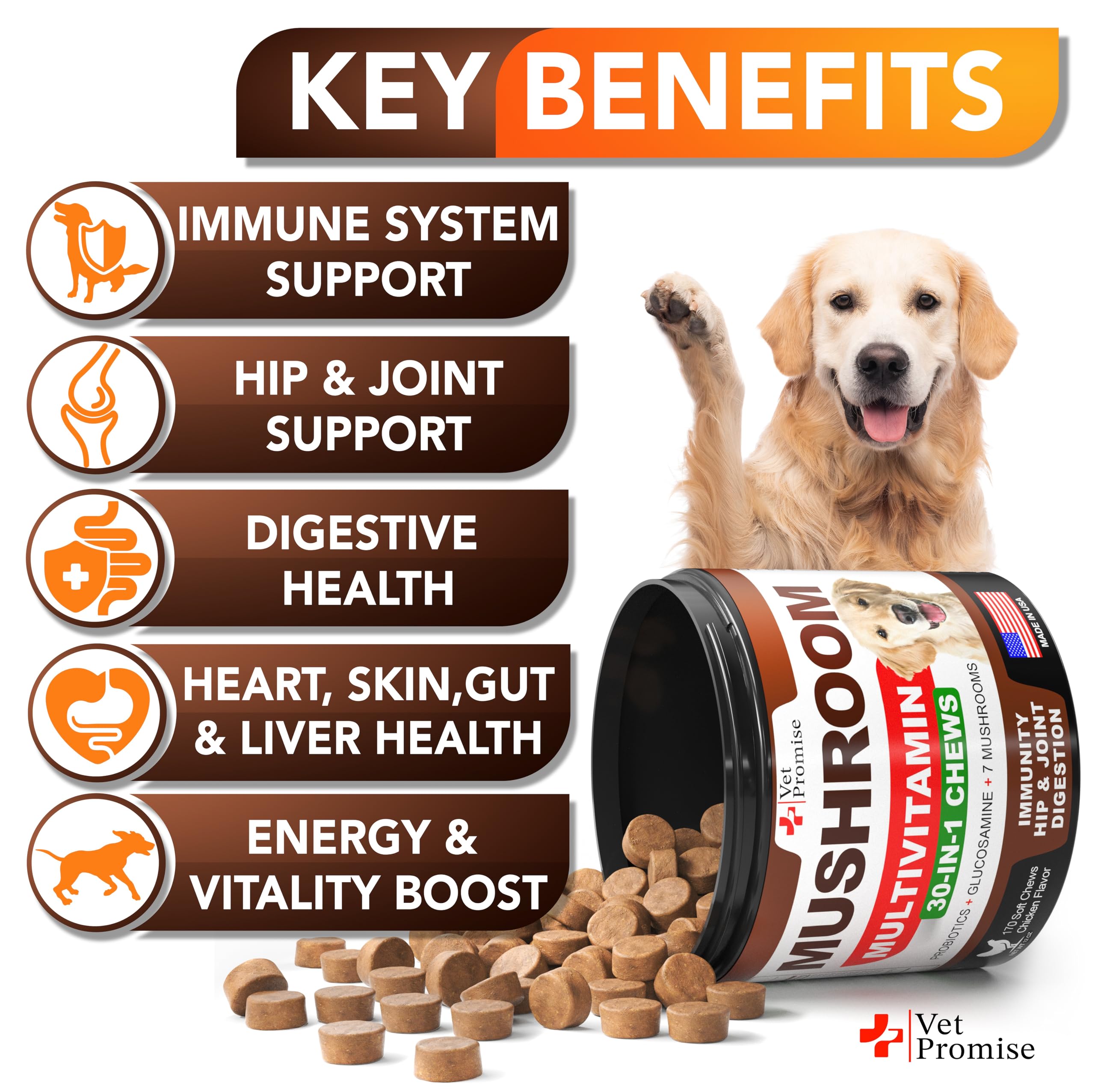 Turkey Tail Mushroom for Dogs - 170 Chews - Mushroom Supplement for Dogs — Amazon image 3