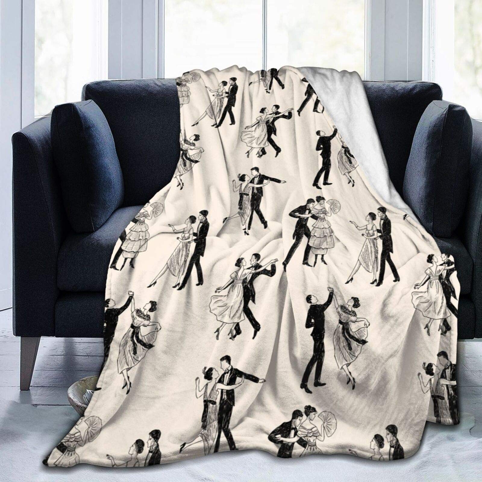 fifbird Ballroom Dancing Soft Throw Blanket All Season Microplush Warm Blankets Lightweight Tufted Fuzzy Flannel Fleece Throws Blanket for Bed Sofa Couch 60"x50"