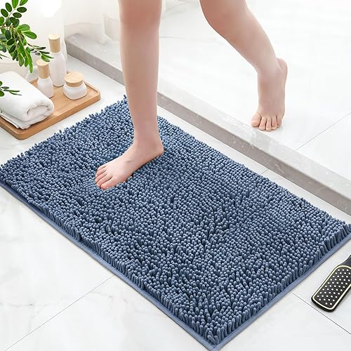 Miniatura 34 de MitoVilla Juego de 2 alfombras de baño negras, 2 piezas de 20 x 32 pulgadas, alfombras de baño de felpilla extra suaves y absorbentes, alfombra