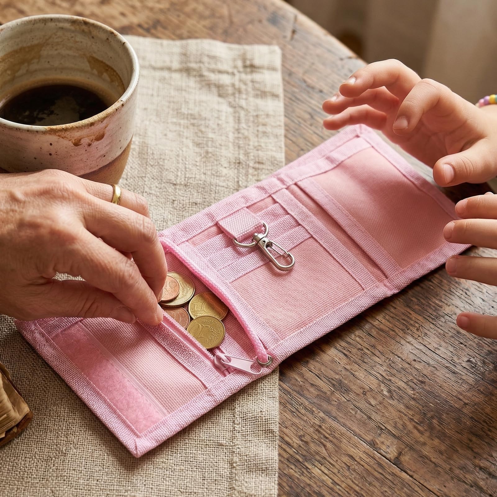 TCRZHHRX Portafoglio a 3 ante con cordino regolabile - K-Pop Portacarte organizer con finestra trasparente per tessera di trasporto - Regalo perfetto per ragazze, adolescenti, studentesse (Nero) - 4