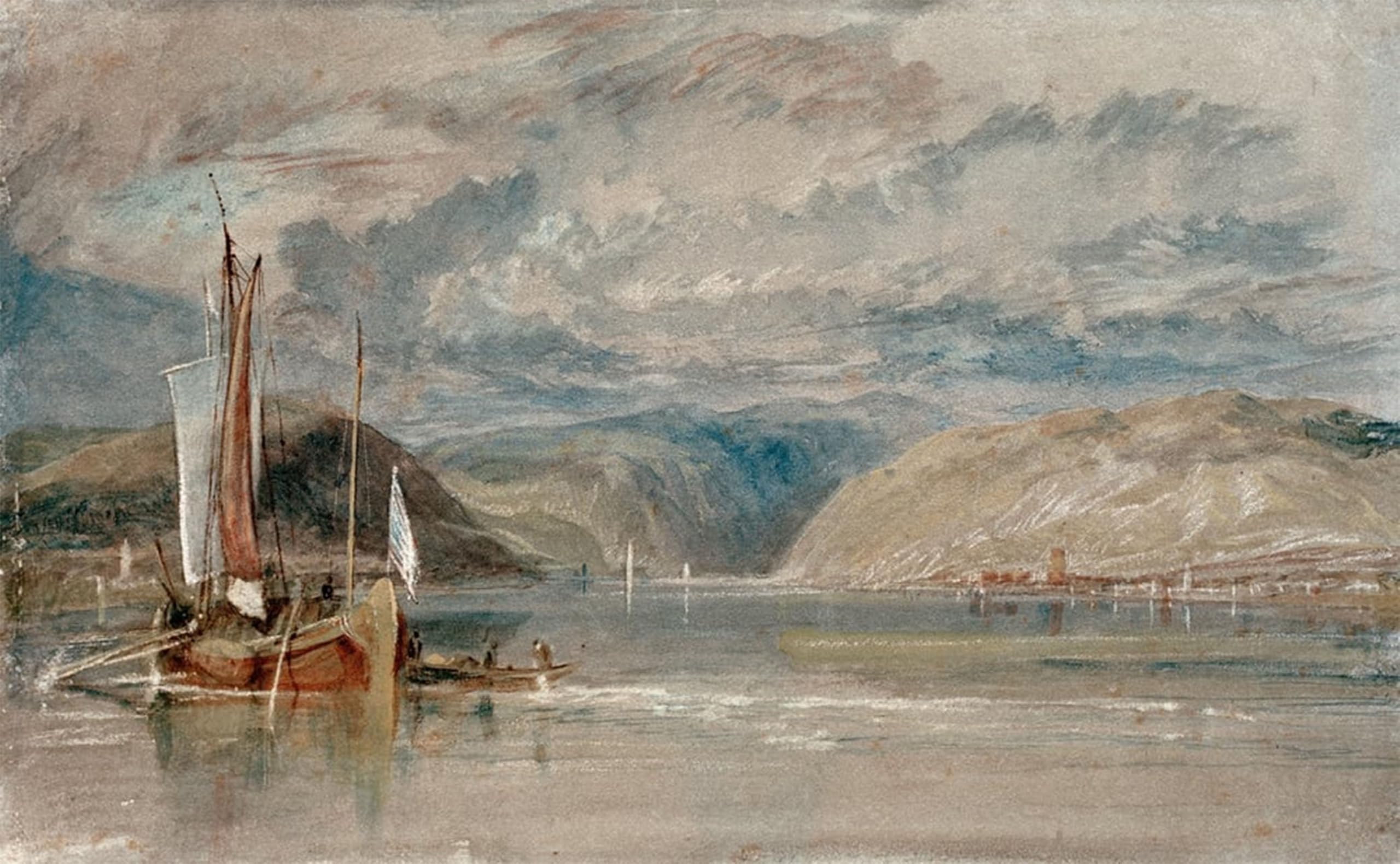 SERENDIPITP Abstract Painting Mural Print Picture Wall Decor Painting Rüdesheim View of the Binger Loch by Mallord William Turner Vintage Wall Artwork for Home Decor 60x90cm