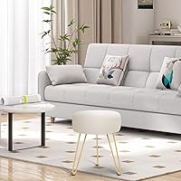 Vista 7 de GERANT Taburetes de tocador multifuncionales – Taburete otomano redondo de terciopelo moderno – Taburete tapizado – Taburete de mesa auxiliar