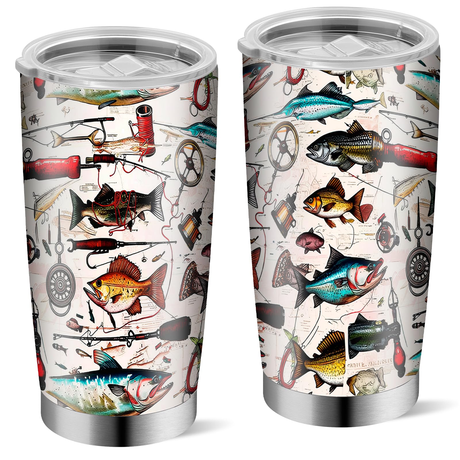 Fishing Gifts for Men, Fishermen - Fish Travel Coffee Mug Cup, Birthday Valentines Fathers Day Christmas Gift for Dad, Husband, Son, Boys, Grandpa, Uncle, Boss - 20oz Stainless Steel Insulated Tumbler