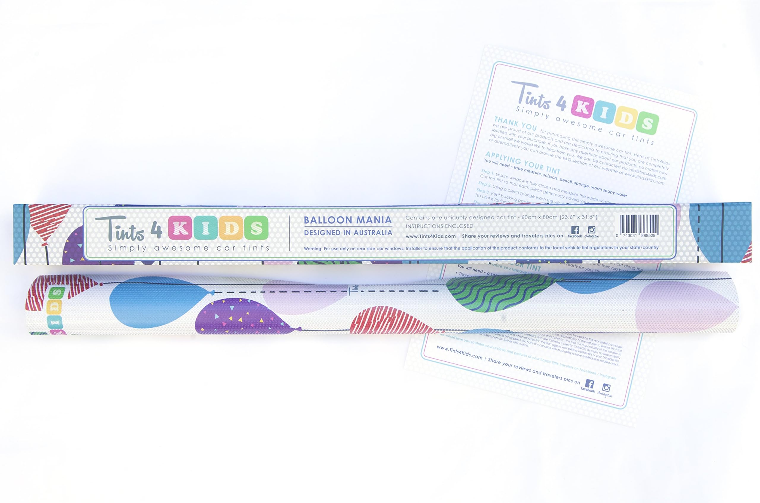 Car Window Tint Sun Shade - Accessories for Infant Kid Child and Pet, Heat Sun and UV Protection Vinyl Sunshade Decal Sticker, Baby Girl Boy Gift - Balloon Design