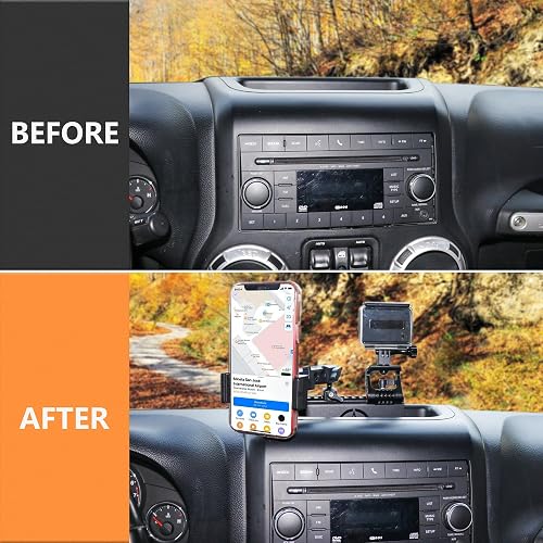 RERPRO JK Dash Support de téléphone pour Jeep Wrangler JK JKU Unlimited 2012-2018 Accessoires d'intérieur pour caméra d'action GoPro et téléphone Portable - 2