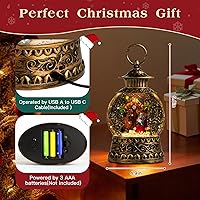 Vista 4 de Globo de nieve navideño del Nacimiento, linterna musical de globo de nieve con temporizador de 6H, luces de batería y USB, globo de purpurina