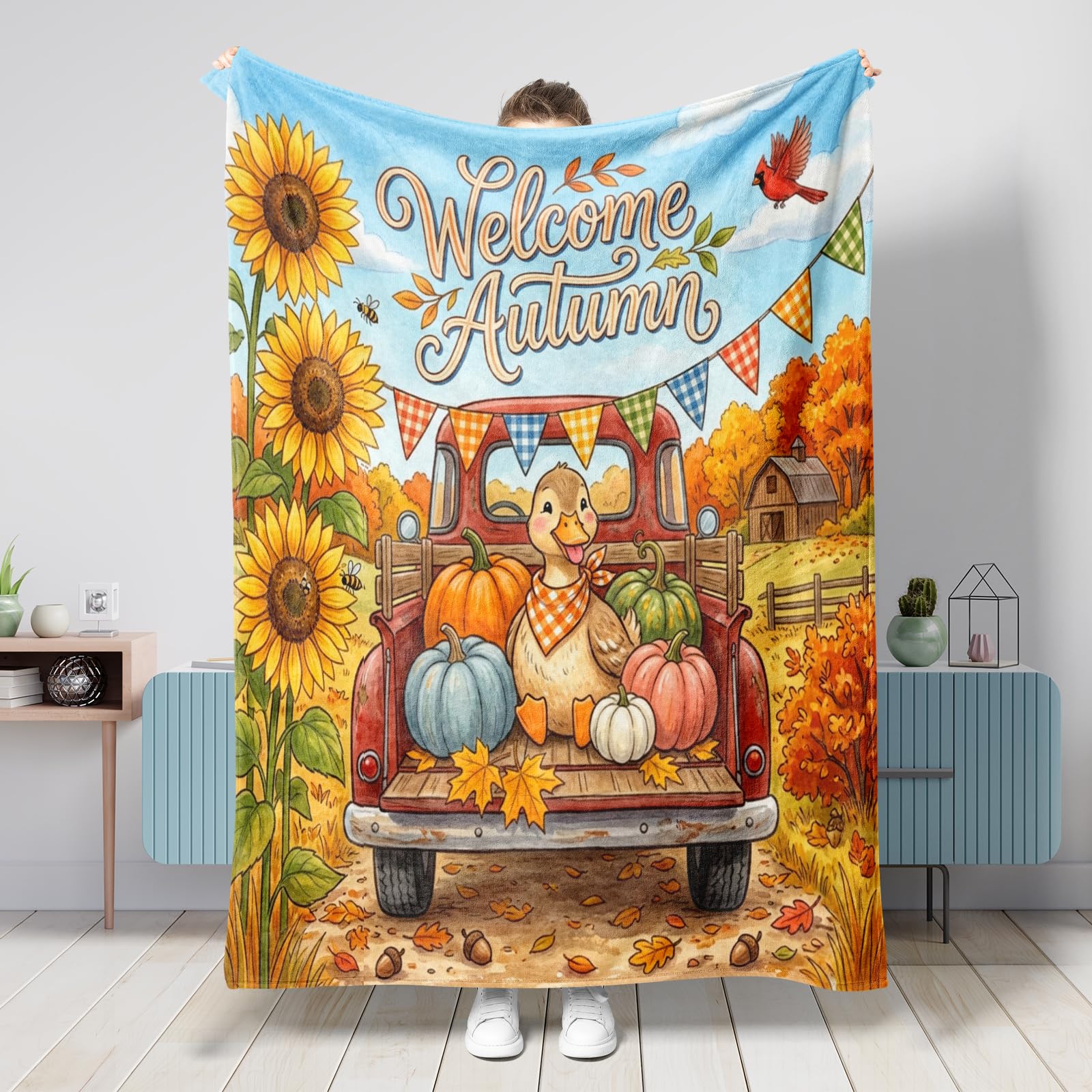 Couverture canard d'automne plaid cosy pour vos soirées sur le canapé du salon