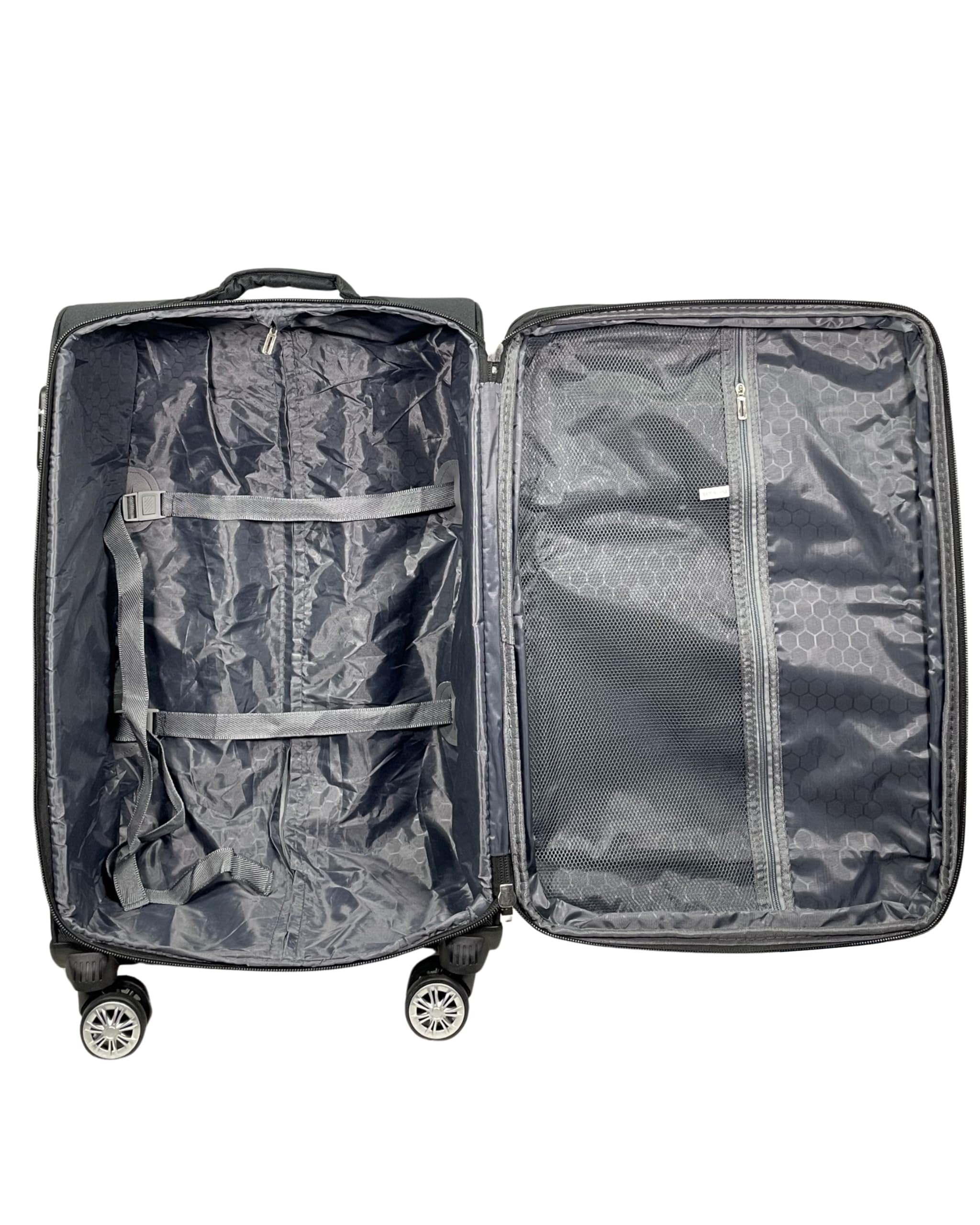 Valise à main en tissu, mallette de voyage, chariot extensible à roues jumelles (M/L/XL/XXL ou lot de 4) bagages souples, Noir , Mittlerer Koffer (65cm)