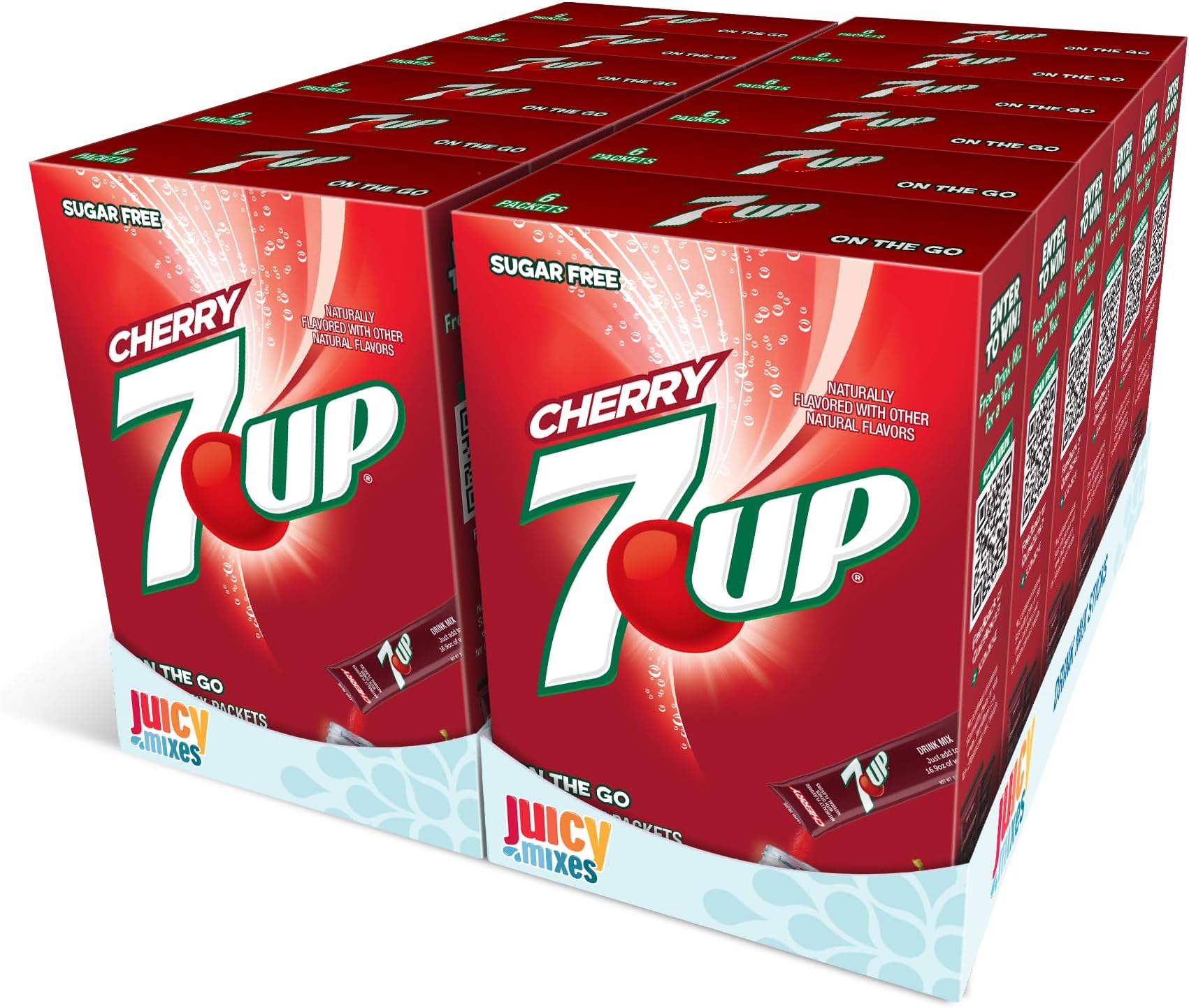 7-UP Powder Drink Mix – Sugar Free & Delicious (Cherry, 72 Sticks)