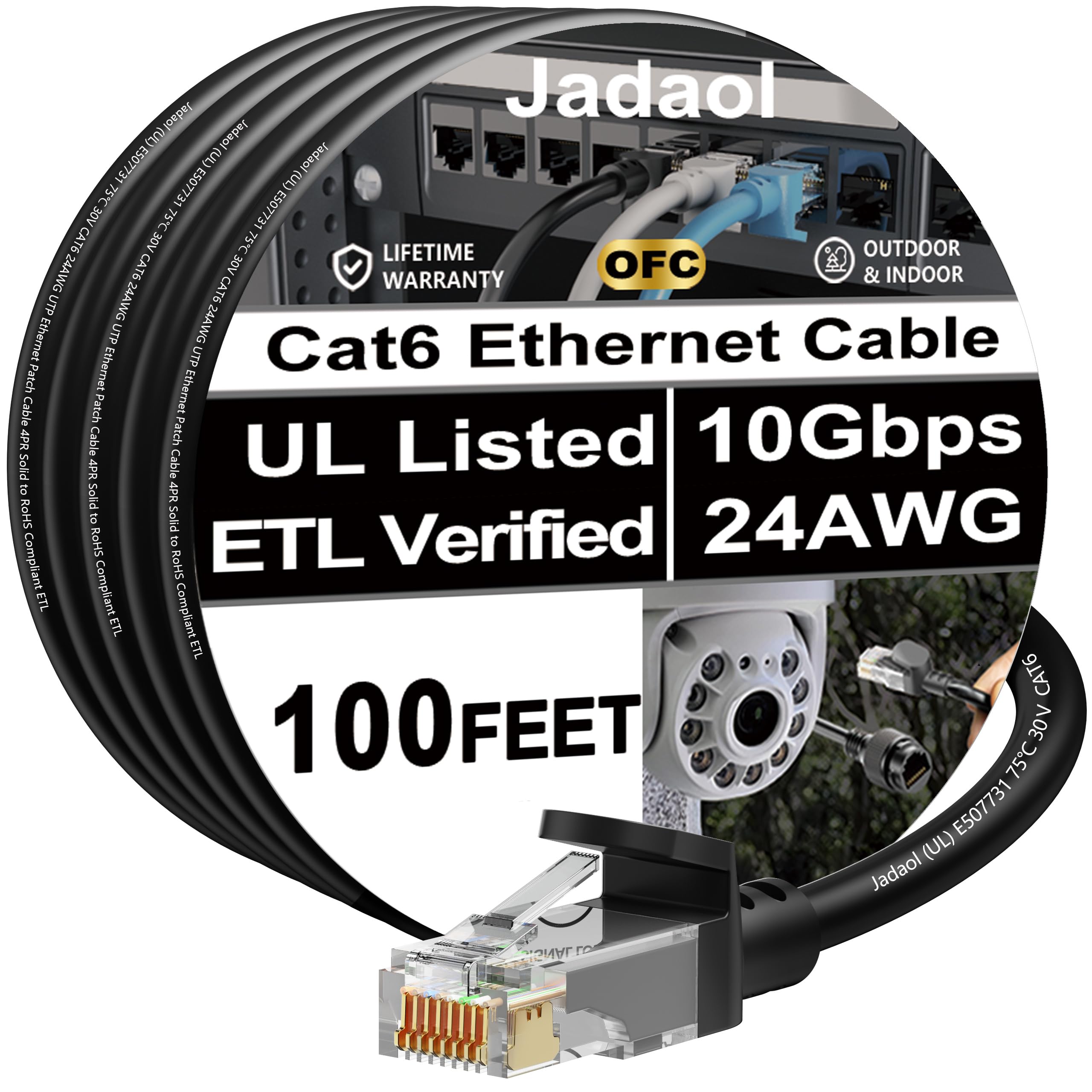 Photo 1 of Jadaol Cat6 Ethernet Cable 100 ft Black