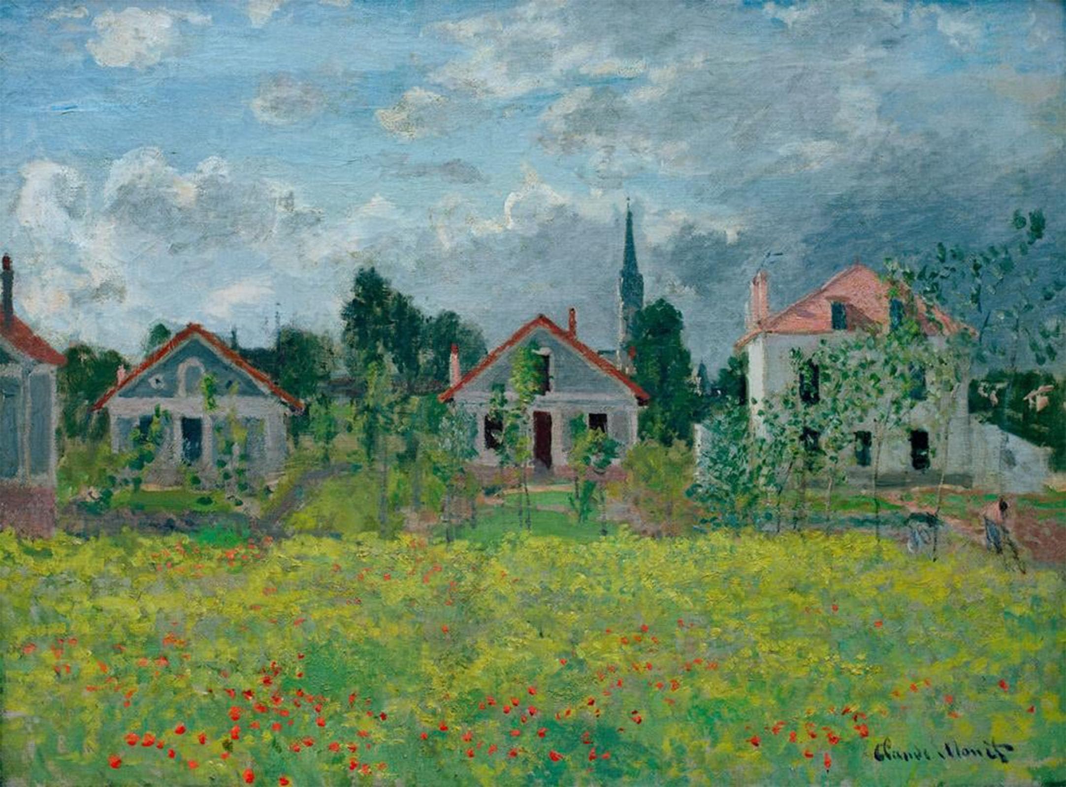 POSTERIIk Vintage Print Pop Art Landscape Artwork Hauser in Argenteuil by Claude Monet Art Prints for Office Home Decor 60x90cm