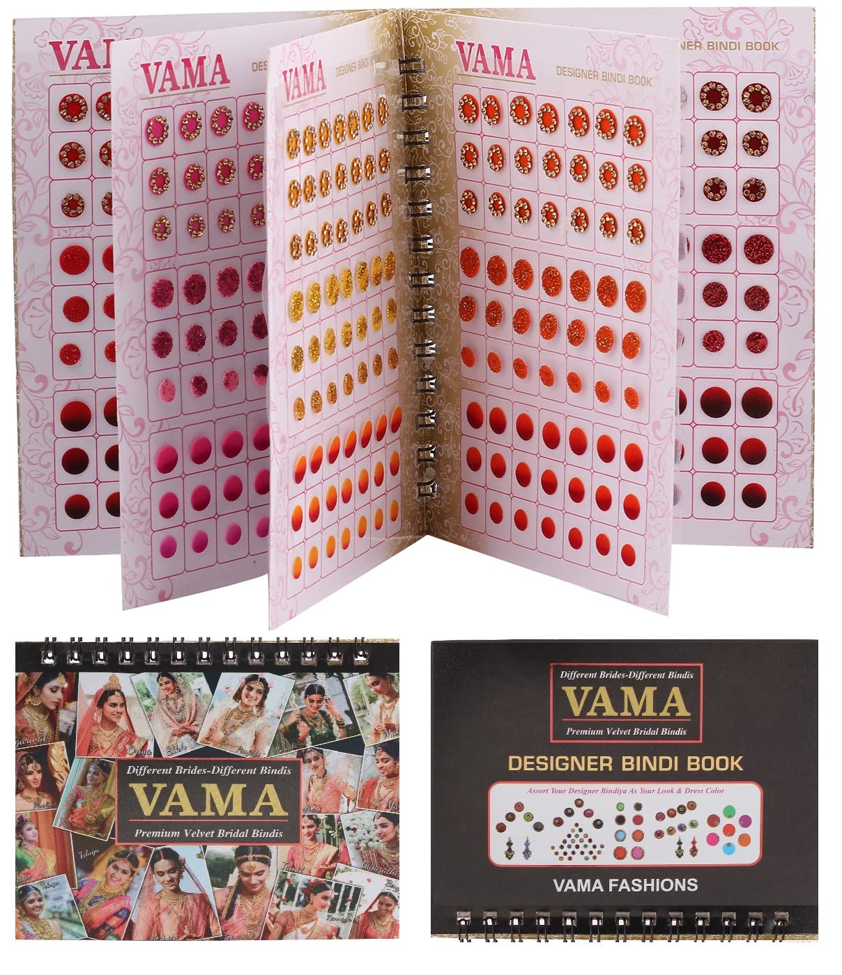 Vama Fashions Multicolour Plain Glitter Sparkle Shaded Crystal Diamond Stone Bindi Booklet Sticker for Women (MIni Bindi Book)