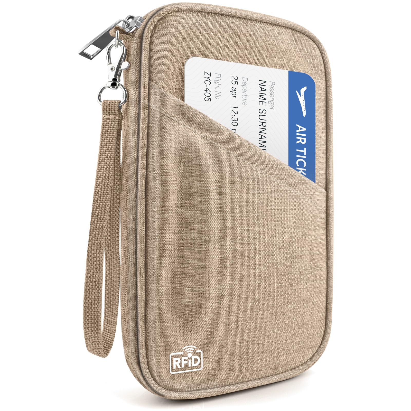 Passport Holder Family RFID Travel Document Organizer for Women Waterproof Passport Wallet Men Portable Case for Cards, Boarding Pass, ID, Money,