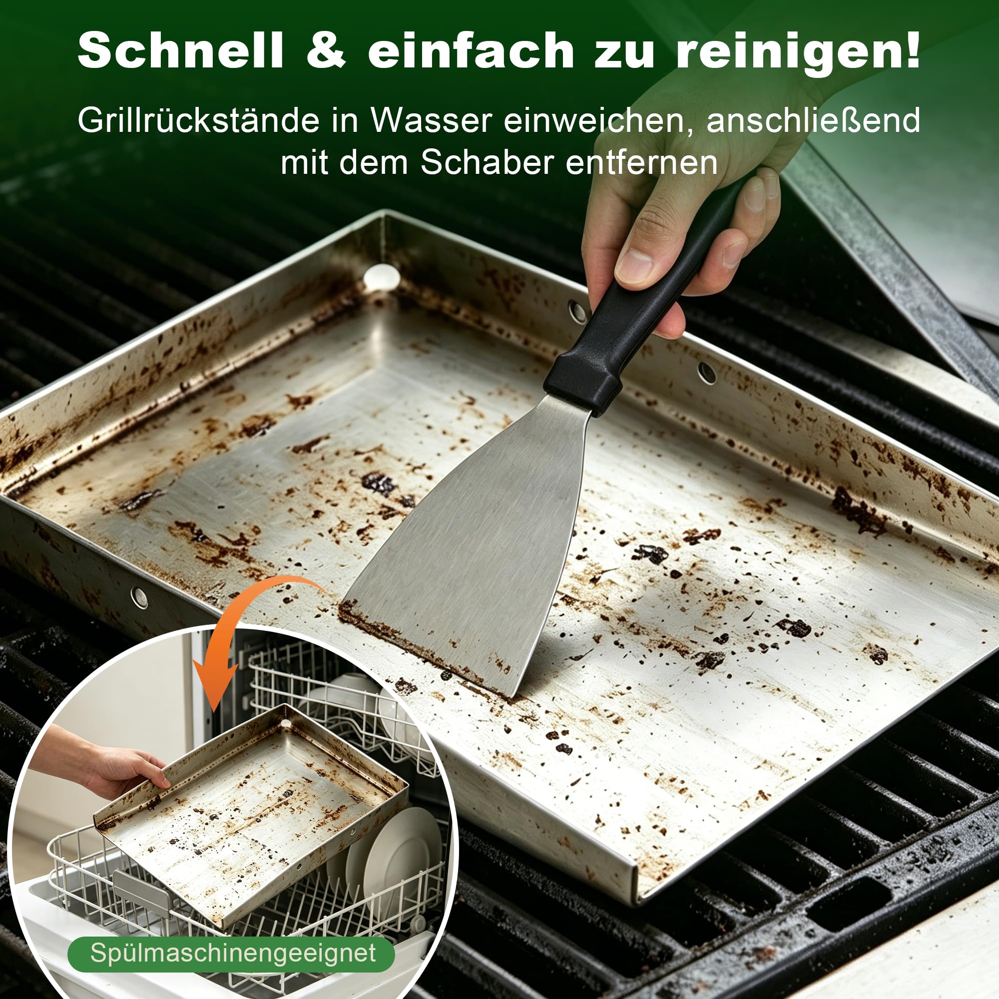 Piastra per Barbecue Plancha 40x30 cm Acciaio Inox 4mm Set 5pz