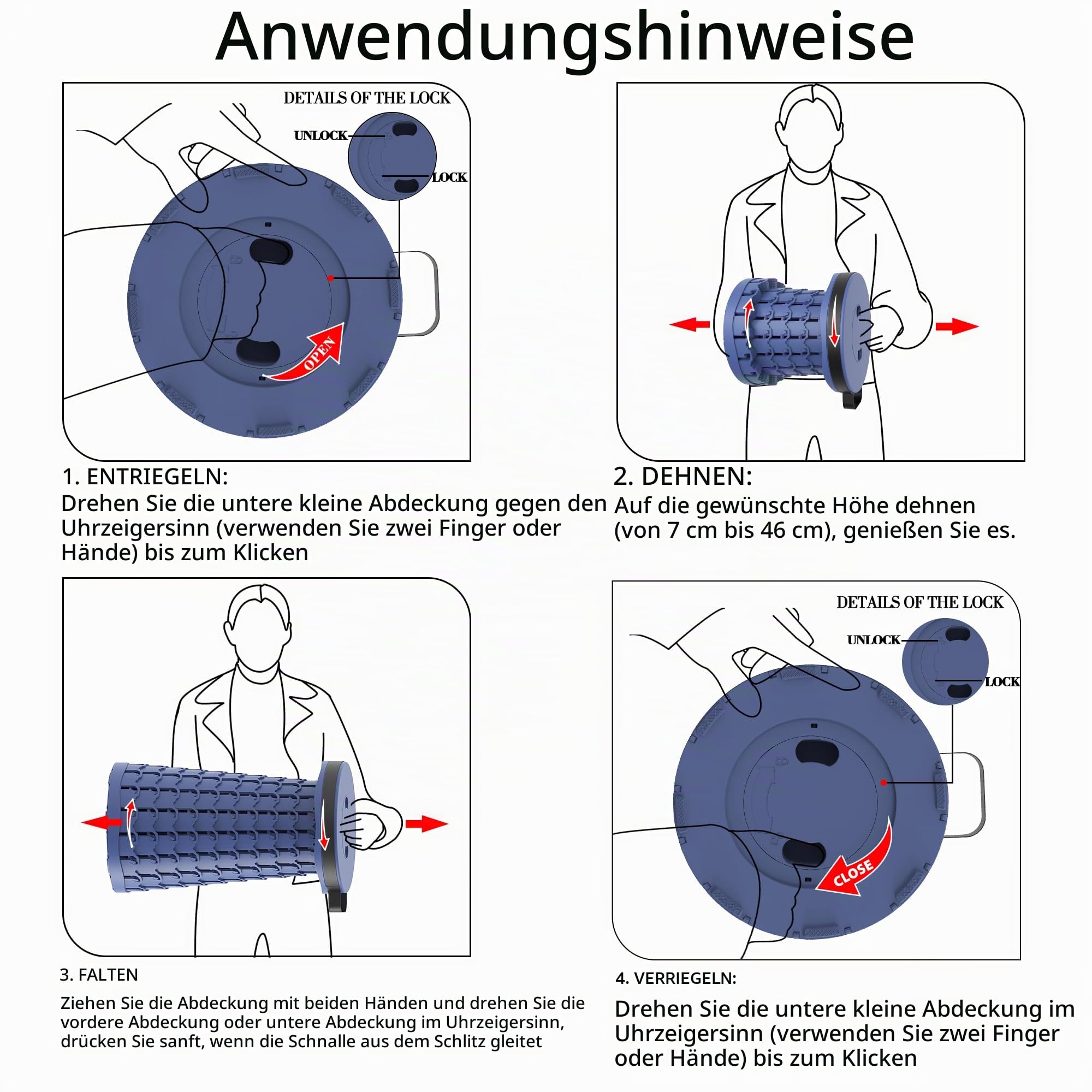 Tragbarer klapphocker mit Kissen,Campinghocker faltbar,teleskophocker Faltbarer für Erwachsene für Wandern, Angeln, Reisen, Grillen Tragfähigkeit 600lbs mit Tragetasche