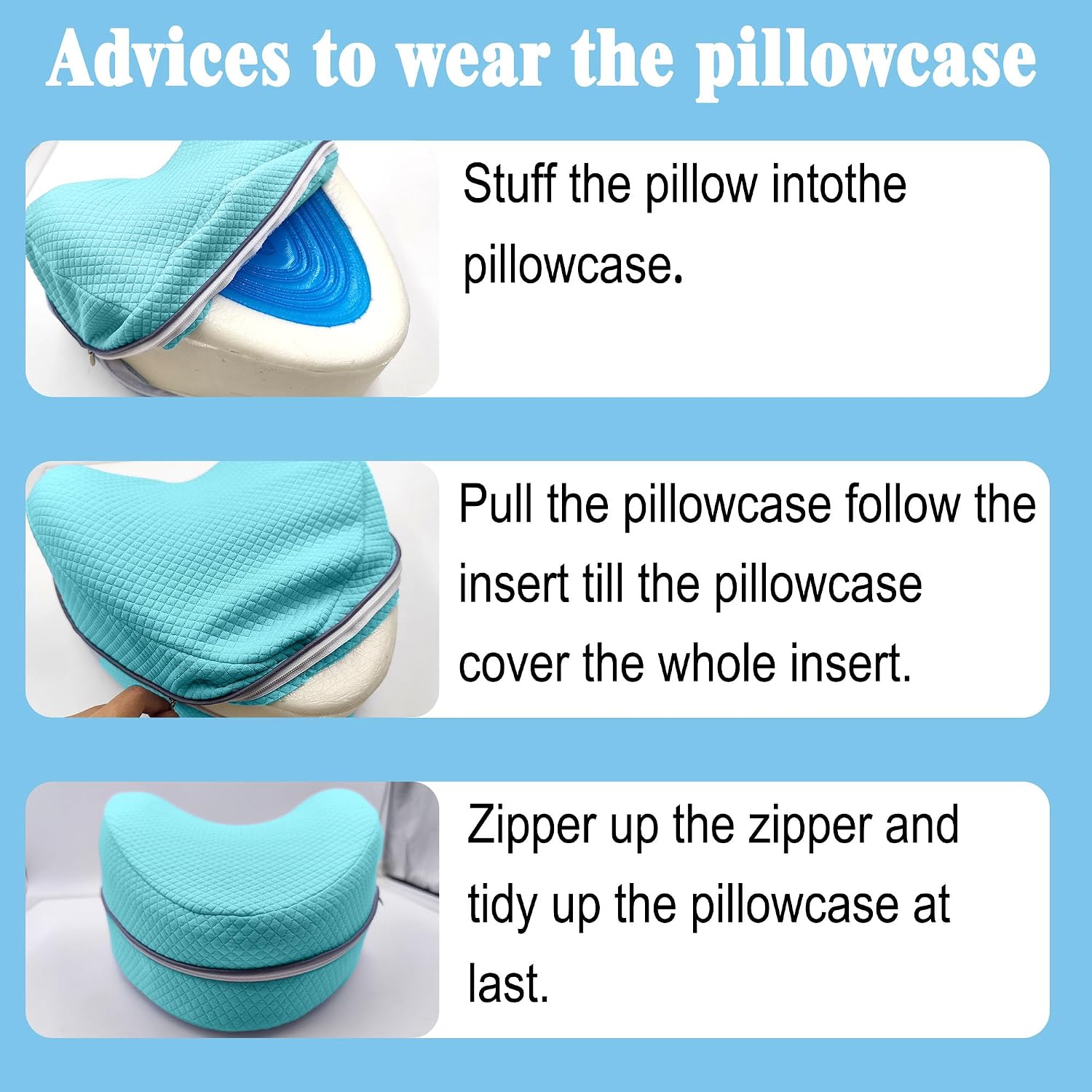xcivi Soft Pillowcase for Contour Memory Foam Side Sleeper Support Pillow | Pillowcase for knee pillow, reusable & washable pillow cover, anti-stain sweat protective layer, extend pillow service life